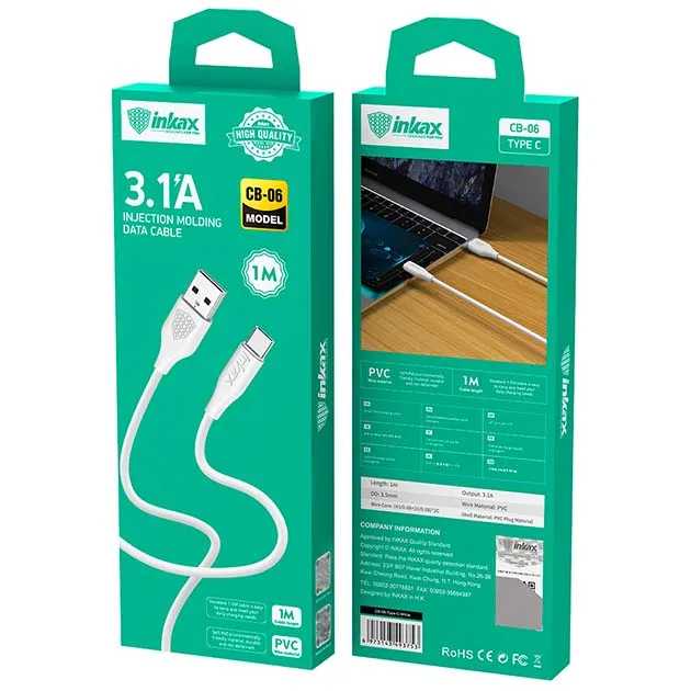 Câble INKAX USB Type C - 1metre - 3.1 A